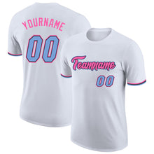 Load image into Gallery viewer, Custom White Light Blue-Pink Performance T-Shirt
