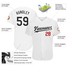 Load image into Gallery viewer, Custom White Black-Red Authentic Baseball Jersey
