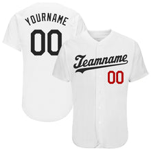 Load image into Gallery viewer, Custom White Black-Red Authentic Baseball Jersey
