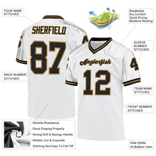 Load image into Gallery viewer, Custom White Black-Old Gold Mesh Authentic Throwback Football Jersey
