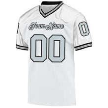 Load image into Gallery viewer, Custom White Silver-Black Mesh Authentic Throwback Football Jersey
