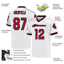 Load image into Gallery viewer, Custom White Cardinal-Black Mesh Authentic Throwback Football Jersey
