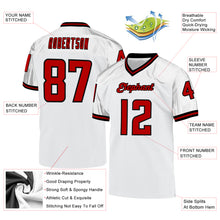 Load image into Gallery viewer, Custom White Red-Black Mesh Authentic Throwback Football Jersey
