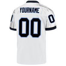 Load image into Gallery viewer, Custom White Black-Light Blue Mesh Authentic Throwback Football Jersey
