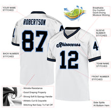 Load image into Gallery viewer, Custom White Black-Light Blue Mesh Authentic Throwback Football Jersey
