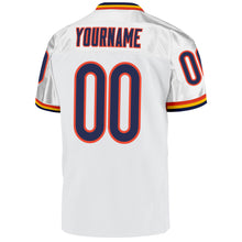 Load image into Gallery viewer, Custom White Navy-Orange Mesh Authentic Throwback Football Jersey
