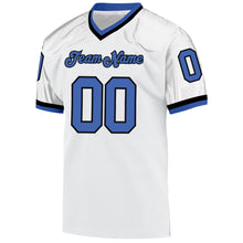 Load image into Gallery viewer, Custom White Blue-Black Mesh Authentic Throwback Football Jersey
