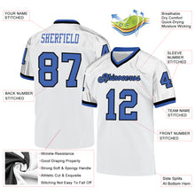 Load image into Gallery viewer, Custom White Blue-Black Mesh Authentic Throwback Football Jersey
