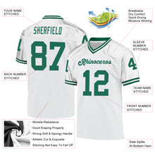 Load image into Gallery viewer, Custom White Kelly Green Mesh Authentic Throwback Football Jersey

