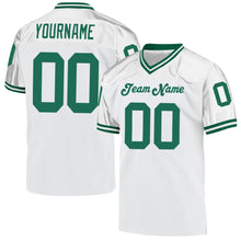 Load image into Gallery viewer, Custom White Kelly Green Mesh Authentic Throwback Football Jersey
