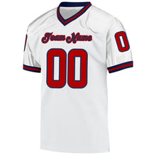 Load image into Gallery viewer, Custom White Red-Navy Mesh Authentic Throwback Football Jersey
