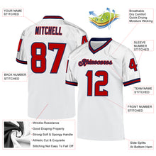 Load image into Gallery viewer, Custom White Red-Navy Mesh Authentic Throwback Football Jersey
