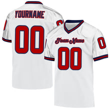 Load image into Gallery viewer, Custom White Red-Navy Mesh Authentic Throwback Football Jersey
