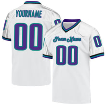 Load image into Gallery viewer, Custom White Purple-Aqua Mesh Authentic Throwback Football Jersey
