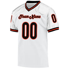 Load image into Gallery viewer, Custom White Black-Orange Mesh Authentic Throwback Football Jersey
