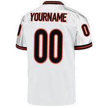 Load image into Gallery viewer, Custom White Black-Orange Mesh Authentic Throwback Football Jersey
