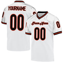 Load image into Gallery viewer, Custom White Black-Orange Mesh Authentic Throwback Football Jersey

