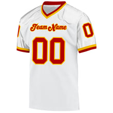 Load image into Gallery viewer, Custom White Red-Gold Mesh Authentic Throwback Football Jersey
