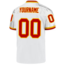 Load image into Gallery viewer, Custom White Red-Gold Mesh Authentic Throwback Football Jersey
