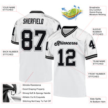 Load image into Gallery viewer, Custom White Black-Gray Mesh Authentic Throwback Football Jersey
