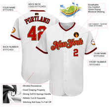 Load image into Gallery viewer, Custom White Red-Old Gold Authentic Baseball Jersey
