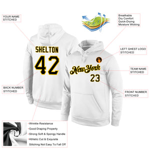 Custom Stitched White Black-Gold Sports Pullover Sweatshirt Hoodie