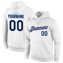 Load image into Gallery viewer, Custom Stitched White Navy-Light Blue Sports Pullover Sweatshirt Hoodie
