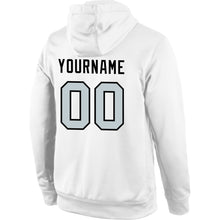 Load image into Gallery viewer, Custom Stitched White Silver-Black Sports Pullover Sweatshirt Hoodie
