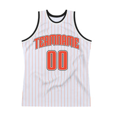 Load image into Gallery viewer, Custom White Orange Pinstripe Orange-Black Authentic  Basketball Jersey
