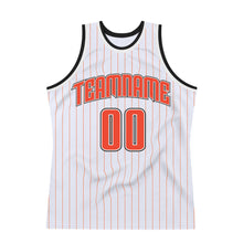 Load image into Gallery viewer, Custom White Orange Pinstripe Orange-Black Authentic Throwback Basketball Jersey
