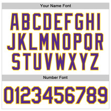 Load image into Gallery viewer, Custom White Purple Pinstripe Purple-Gold Authentic  Basketball Jersey
