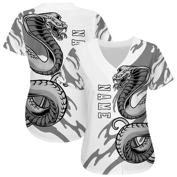Custom White White-Black 3D Snake Authentic Baseball Jersey