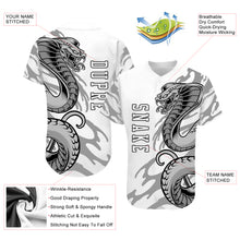 Load image into Gallery viewer, Custom White White-Black 3D Snake Authentic Baseball Jersey
