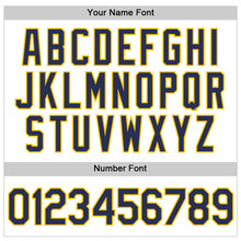 Load image into Gallery viewer, Custom White Navy Pinstripe Navy-Gold Authentic Basketball Jersey

