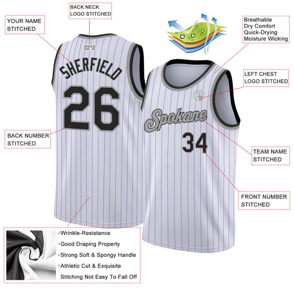 Custom Black White-Purple Authentic Fade Fashion Basketball Jersey in 2023