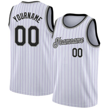Load image into Gallery viewer, Custom White Purple Pinstripe Black-Gray Authentic Basketball Jersey
