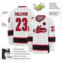 Load image into Gallery viewer, Custom White Red-Black Hockey Jersey
