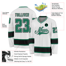 Load image into Gallery viewer, Custom White Kelly Green-Black Hockey Jersey

