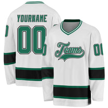 Load image into Gallery viewer, Custom White Kelly Green-Black Hockey Jersey
