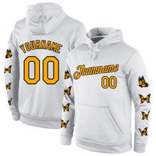 Load image into Gallery viewer, Custom Stitched White Gold-Black 3D Pattern Design Butterfly Sports Pullover Sweatshirt Hoodie
