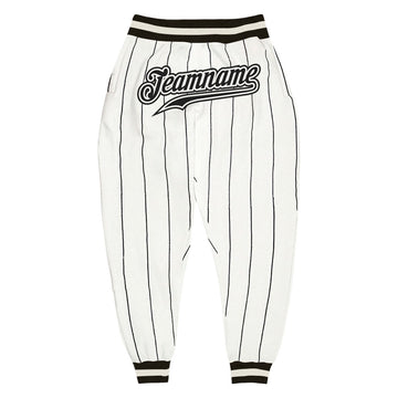 Custom White Black Pinstripe Black-White Sports Pants