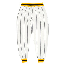 Load image into Gallery viewer, Custom White Black Pinstripe Gold-Black Sports Pants

