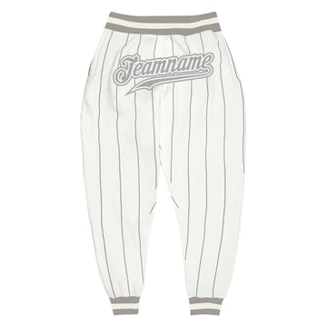 Custom White Gray Pinstripe Gray-White Sports Pants
