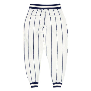 Custom White Navy Pinstripe Navy-Red Sports Pants
