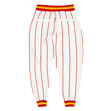 Custom White Red Pinstripe Red-Gold Sports Pants