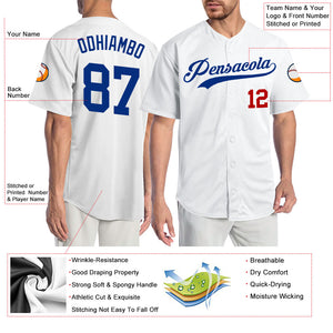 Custom White Royal-Red Authentic Baseball Jersey