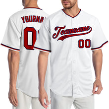 Load image into Gallery viewer, Custom White Red-Navy Authentic Baseball Jersey

