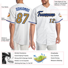 Load image into Gallery viewer, Custom White Old Gold-Royal Authentic Baseball Jersey

