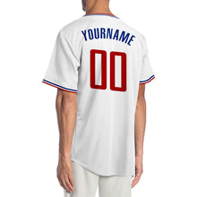Load image into Gallery viewer, Custom White Red-Royal Authentic Baseball Jersey
