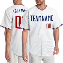 Load image into Gallery viewer, Custom White Red-Royal Authentic Baseball Jersey
